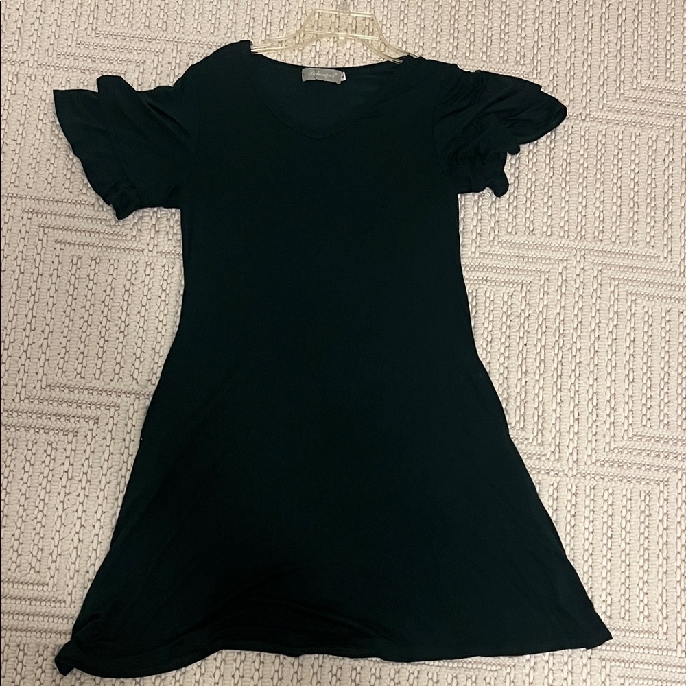 Green Ruffle Sleeve Dress
